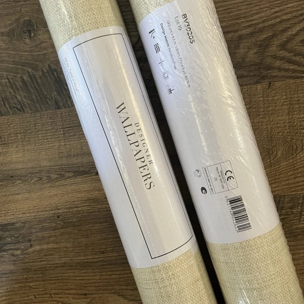 NWT SEABROOK Wallpaper BV30205 Easy Living Alabaster 2 Dbl Rolls Faux Grasscloth